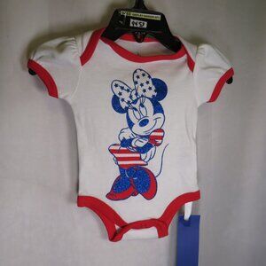 Baby Disney Minnie Mouse NB bodysuit SPARKLY decal Red White Blue Patriotic